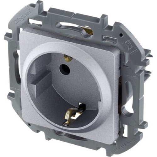 Розетка с заземлением без рамки Legrand Inspiria 1-м. алюминий фото Розетка с заземлением без рамки Legrand Inspiria 1-м. алюминий картинка